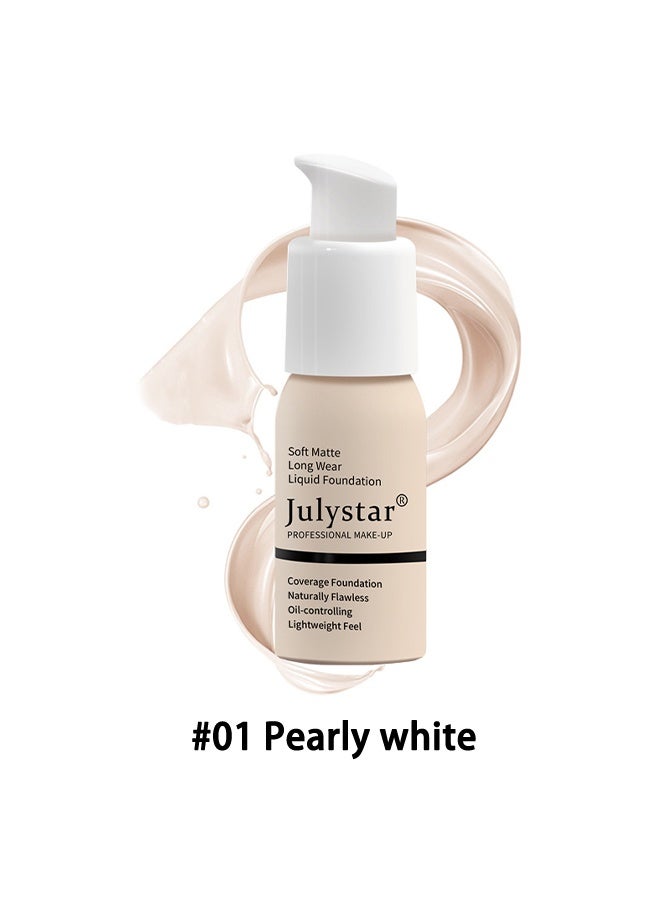 چولي ستار كريم أساس سائل ناعم غير لامع ، كريم أساس ، خافي عيوب كريم ، كريم أساس سائل دائم خال من المكياج # 01 أبيض لؤلؤي - Image 2