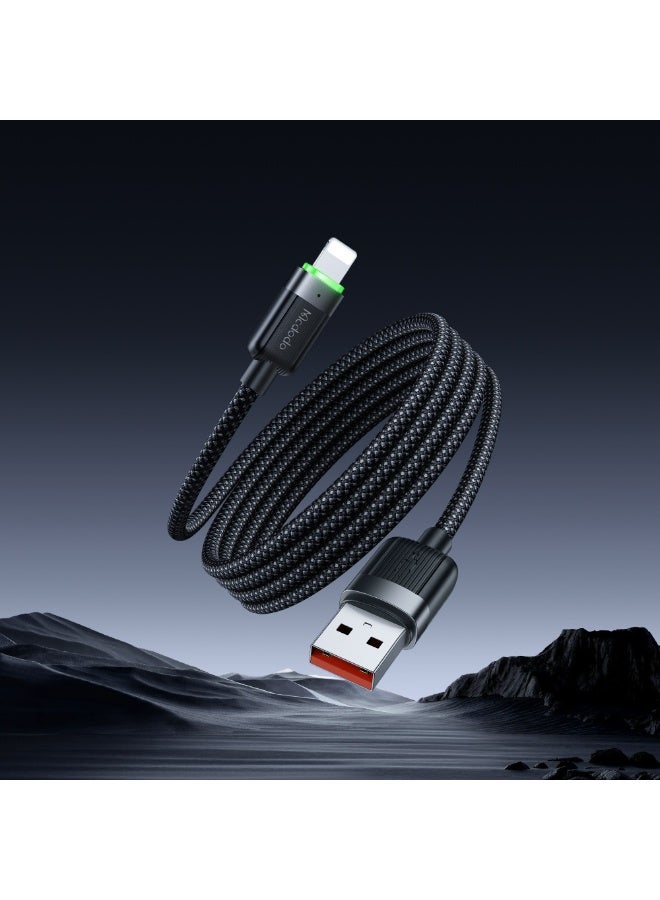 Mcdodo Magnetic Self-Winding iPhone USB-A to Lightning Cable 3A 1.2m – Fast Charging Data Sync Cable for iPhone 14 13 12 11, iPad, AirPods – Black - Image 1