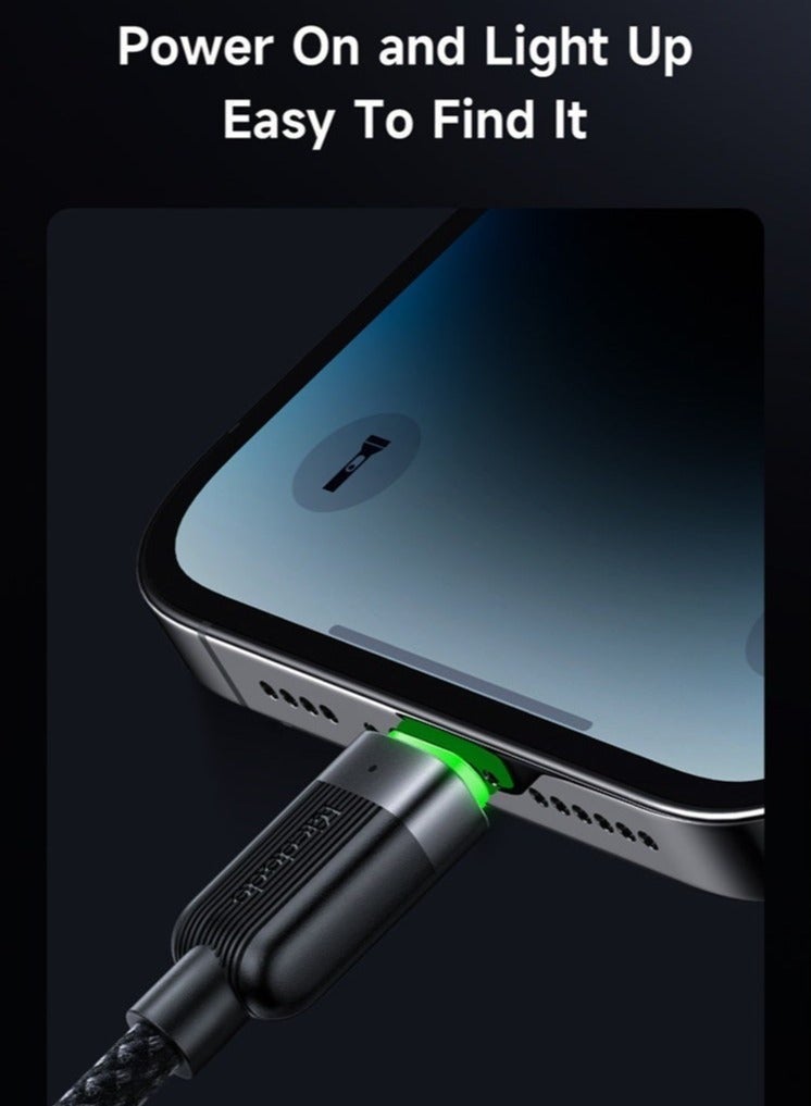 Mcdodo Magnetic Self-Winding iPhone USB-A to Lightning Cable 3A 1.2m – Fast Charging Data Sync Cable for iPhone 14 13 12 11, iPad, AirPods – Black - Image 3