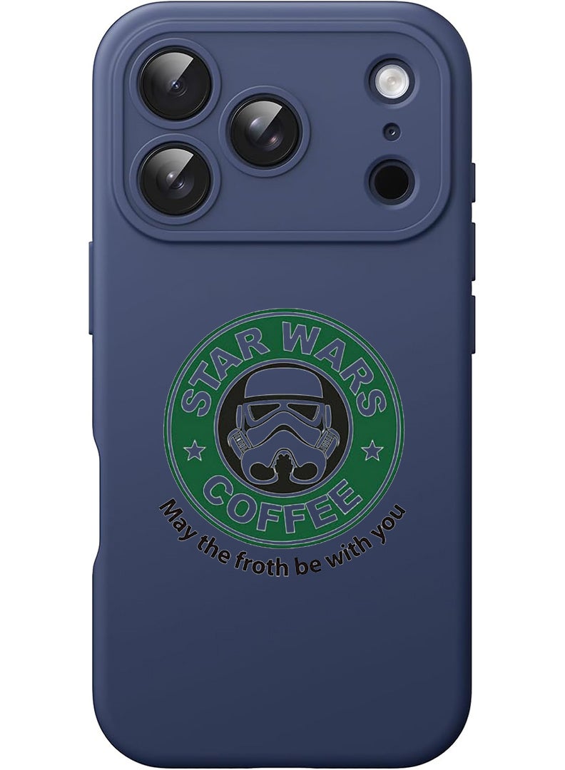 Theodor Protective Slim Fit Case Liquid Silicone Cover with Full Body Protection Anti-Scratch Shockproof Case For Apple iPhone 17 Pro (Blue) StarWars Coffee - Image 1