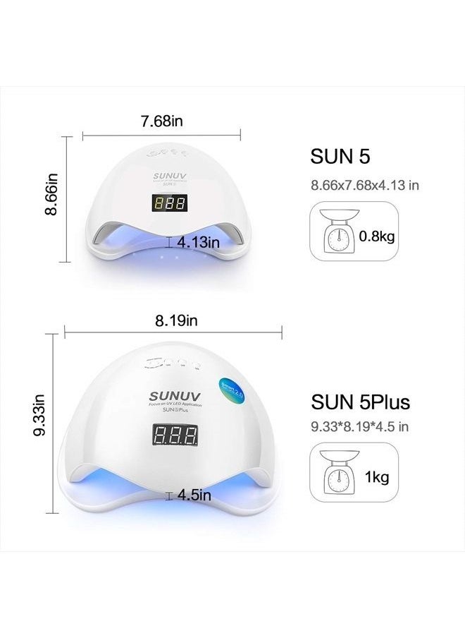 SUNUV - UV LED Nail Lamp, UV LED Nail Polish Dryer Professional Gel Machine for Manicure and Pedicure with Sensor and 4 Timers 48W SUN5Plus Gift for Girls Women - Image 1
