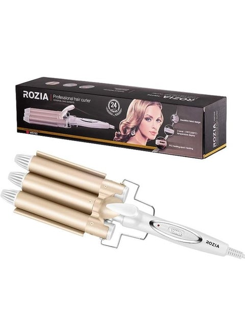 Professional 3-barrel Curler with 2-speed Temperature Control (170℃/220℃) Curling Tongs