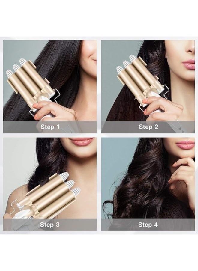Professional 3-barrel Curler with 2-speed Temperature Control (170℃/220℃) Curling Tongs