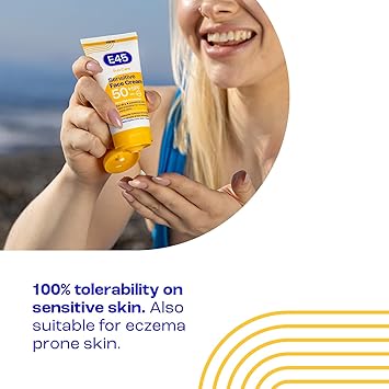 E45 SPF50 Sensitive Sun Cream for Face with Hyaluronic Acid UVA and UVB Protection FragranceFree and Dermatologically Tested Sunscreen Suitable For Dry Sensitive and Eczema Prone Skin 50ml - Image 3