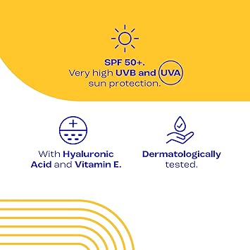 E45 SPF50 Sensitive Sun Cream for Face with Hyaluronic Acid UVA and UVB Protection FragranceFree and Dermatologically Tested Sunscreen Suitable For Dry Sensitive and Eczema Prone Skin 50ml - Image 4