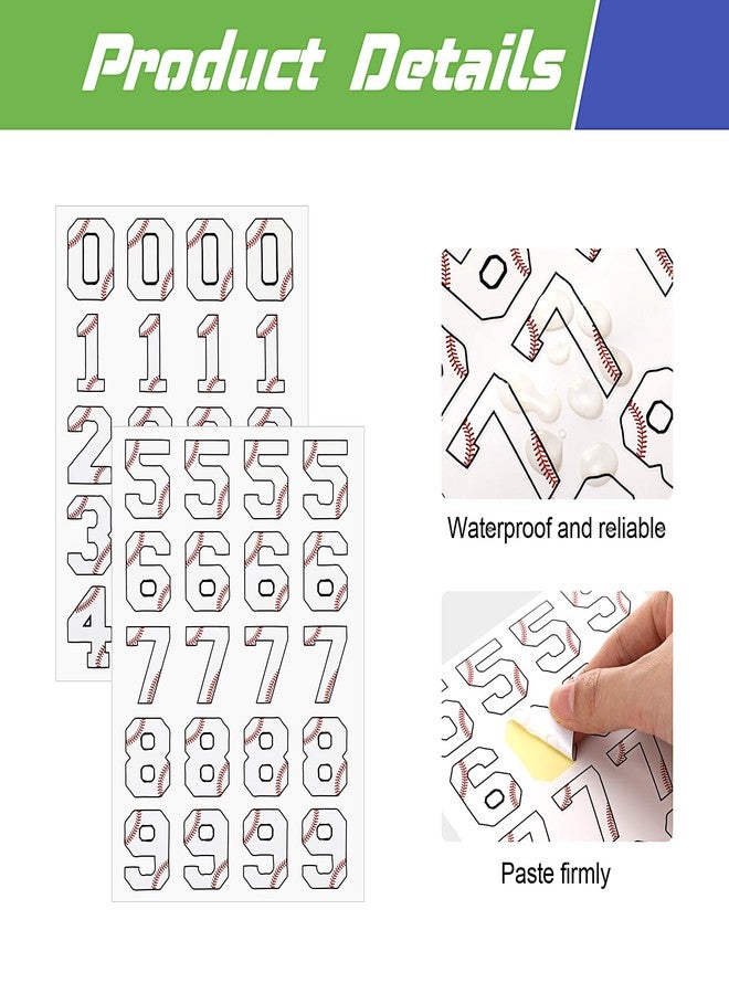 Feifeiya 160 PCS Sports Helmet Numbers Sticker Self Adhesive Sports Number Football Helmet Stickers Hockey Decals Accessories for Baseball Batting Hockey Football Lacrosse(White) - Image 3