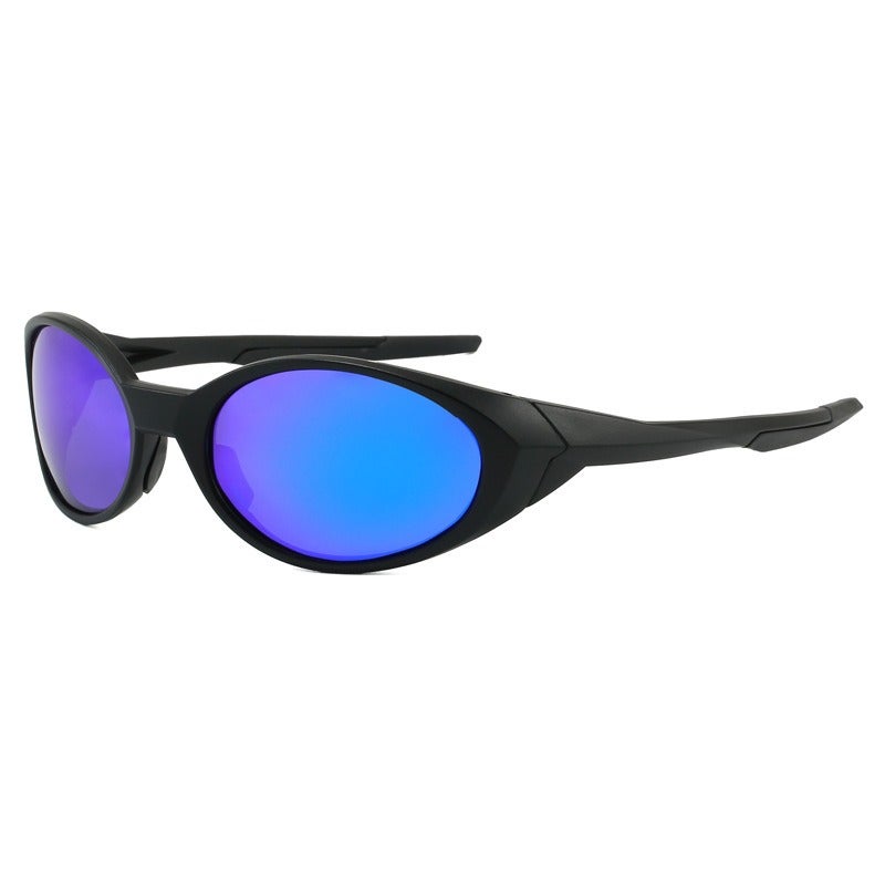 Qi Ta Outdoor Sports Polarized Sunglasses for Men - UV Protection, Windproof, and Versatile - Black Frame with Blue Film (Polarized Real Film) - Image 1