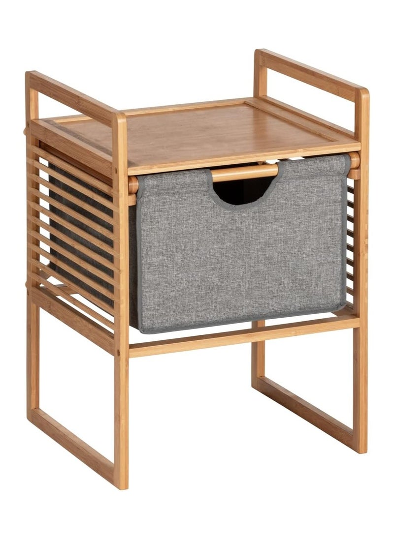 Wenko - WENKO Bahari Side Table, Bamboo, Household and Bedroom Storage Companion, Space Saving & Durable Design, Brown - Image 1