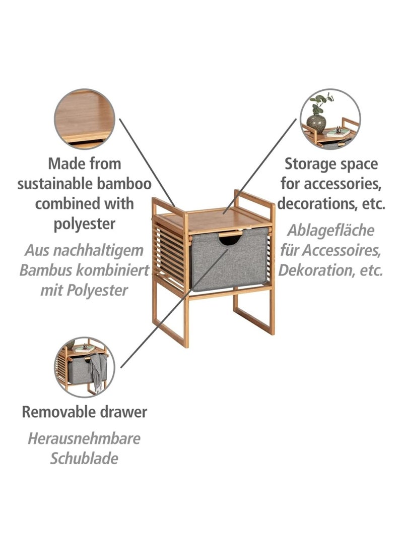Wenko - WENKO Bahari Side Table, Bamboo, Household and Bedroom Storage Companion, Space Saving & Durable Design, Brown - Image 1