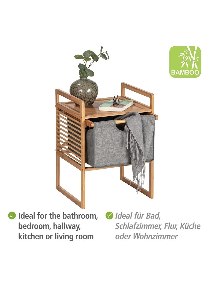 Wenko - WENKO Bahari Side Table, Bamboo, Household and Bedroom Storage Companion, Space Saving & Durable Design, Brown - Image 1