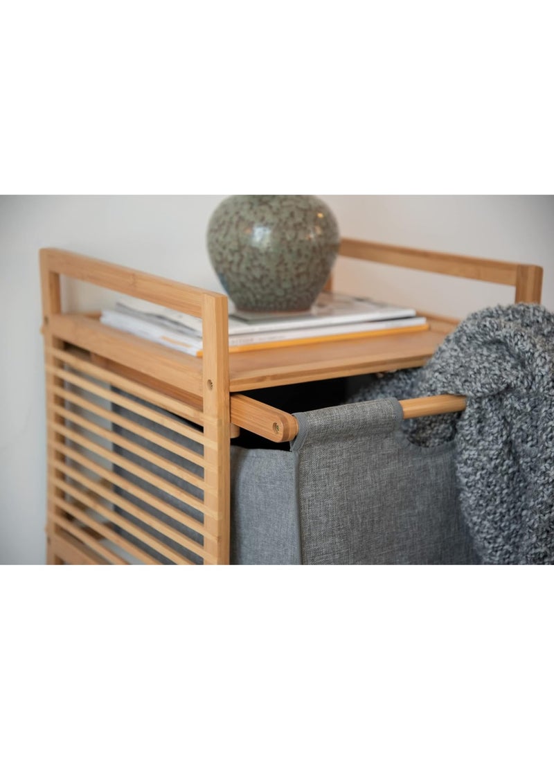 Wenko - WENKO Bahari Side Table, Bamboo, Household and Bedroom Storage Companion, Space Saving & Durable Design, Brown - Image 1
