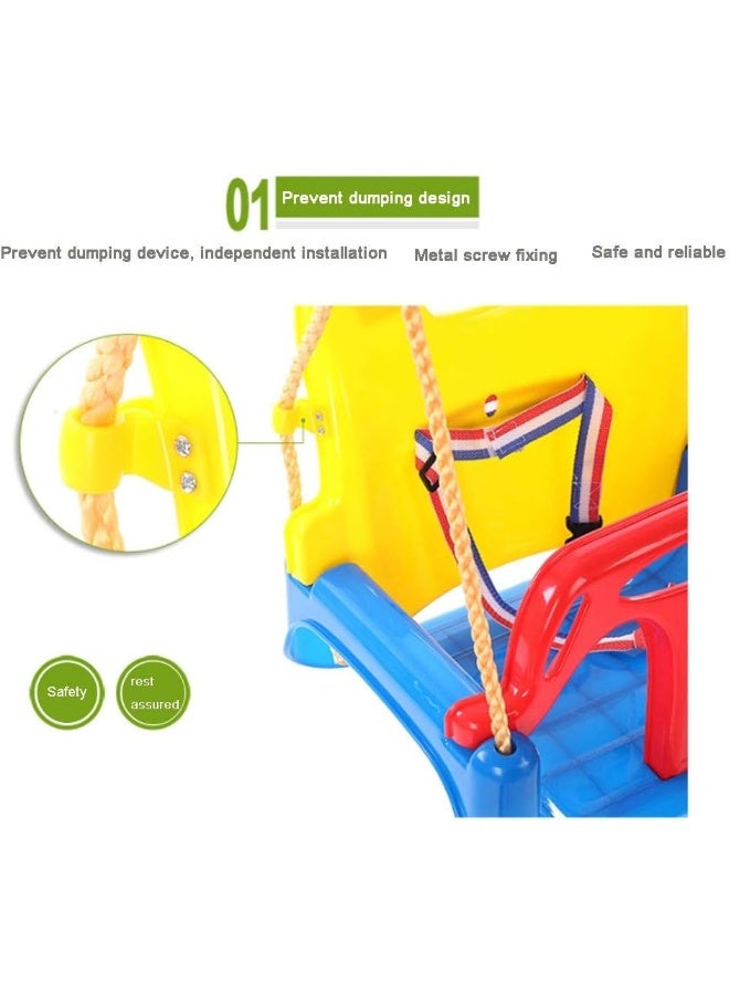 Rainbow Toys مقعد أرجوحة ثلاثي في واحد للأطفال مناسب للاستخدام الداخلي والخارجي مقعد أرجوحة معلق للأطفال من الرضع إلى الشباب 5 ألوان مجموعة أرجوحة في الملعب - Image 3