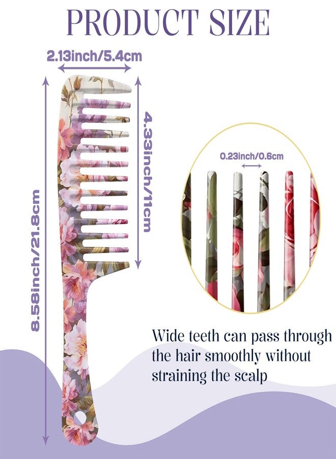 GABraden 2PCS Wide Tooth Comb,Effortless Tangle Removal for Long Hair Styling Comb for Curly,Wet,Cute Aesthetic Design for Women Men and Girls(Purple-Flower-09) - Image 2