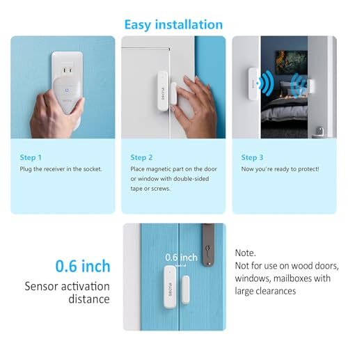 SECRUI Door Chime, Door Open Sensor Chime for Business/Home When Entering, Adjustable Volume, Easy Installation, 400ft Range, 52 Chimes, M508+D7 - Image 5