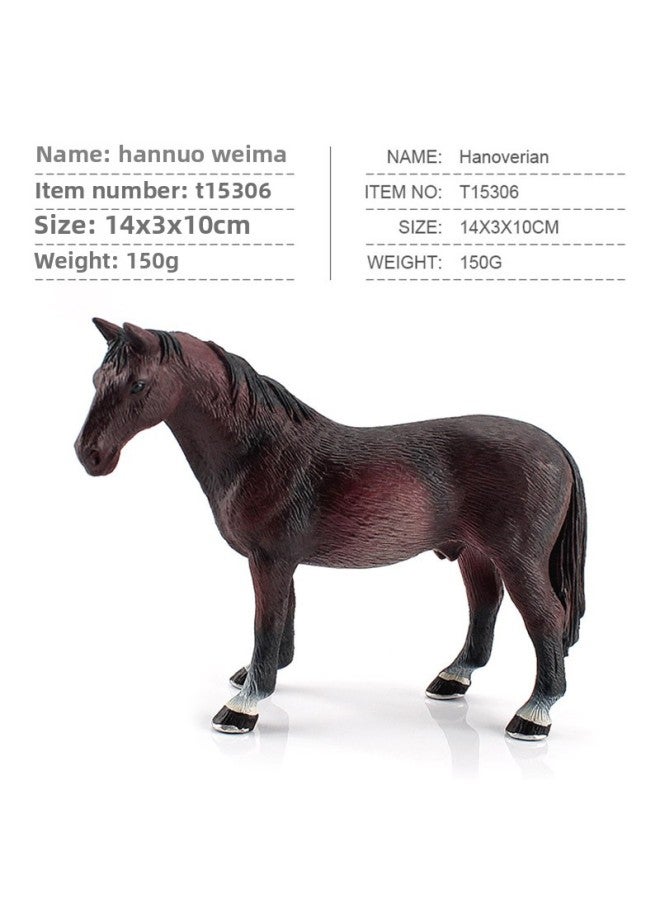 Simulation Horse Model Children's Cognitive Pint Stallion Black And White Flower Mare Arabian Martial Horse Ornaments-Color:T15306 Hanoverian Horse 150g - Image 1
