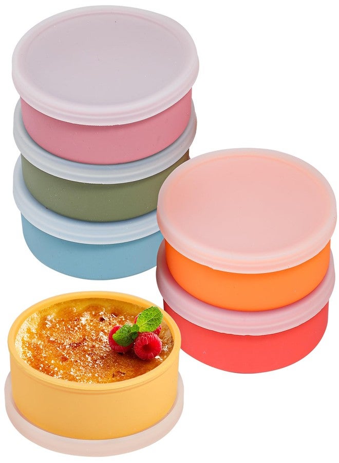 Koluti Silicone Ramekins set of 6, 4oz Shallow Creme Brulee Bowl with Lid, Oven Safe Souffle Baking Mini Dish, Pudding Dessert Dipping Sauce Cups, BPA Free, Microwave & Freezer & Dishwasher Safe - Image 1