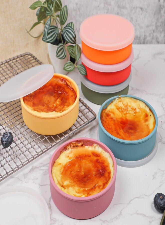 Koluti Silicone Ramekins set of 6, 4oz Shallow Creme Brulee Bowl with Lid, Oven Safe Souffle Baking Mini Dish, Pudding Dessert Dipping Sauce Cups, BPA Free, Microwave & Freezer & Dishwasher Safe - Image 3