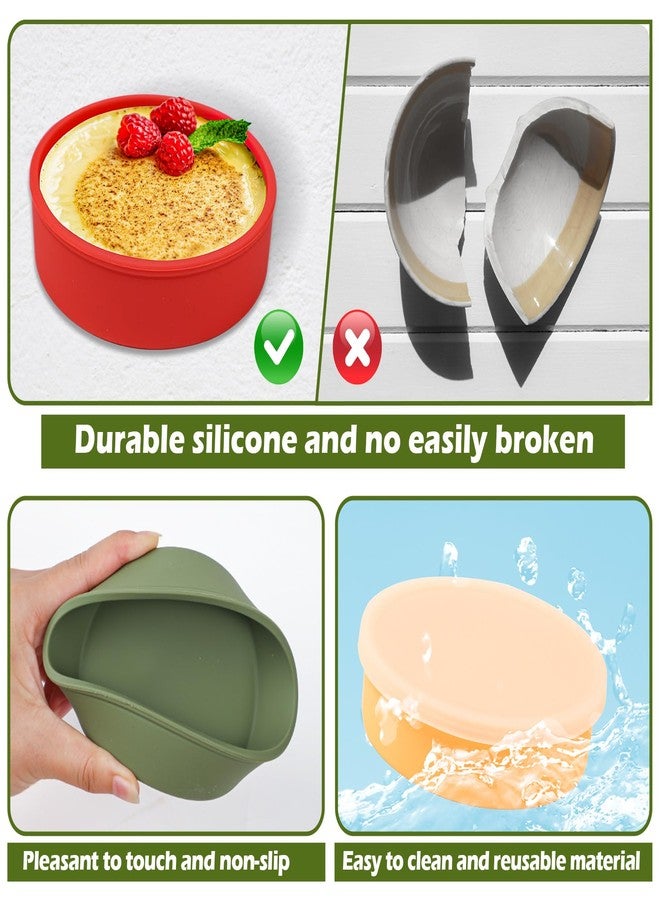 Koluti Silicone Ramekins set of 6, 4oz Shallow Creme Brulee Bowl with Lid, Oven Safe Souffle Baking Mini Dish, Pudding Dessert Dipping Sauce Cups, BPA Free, Microwave & Freezer & Dishwasher Safe - Image 5