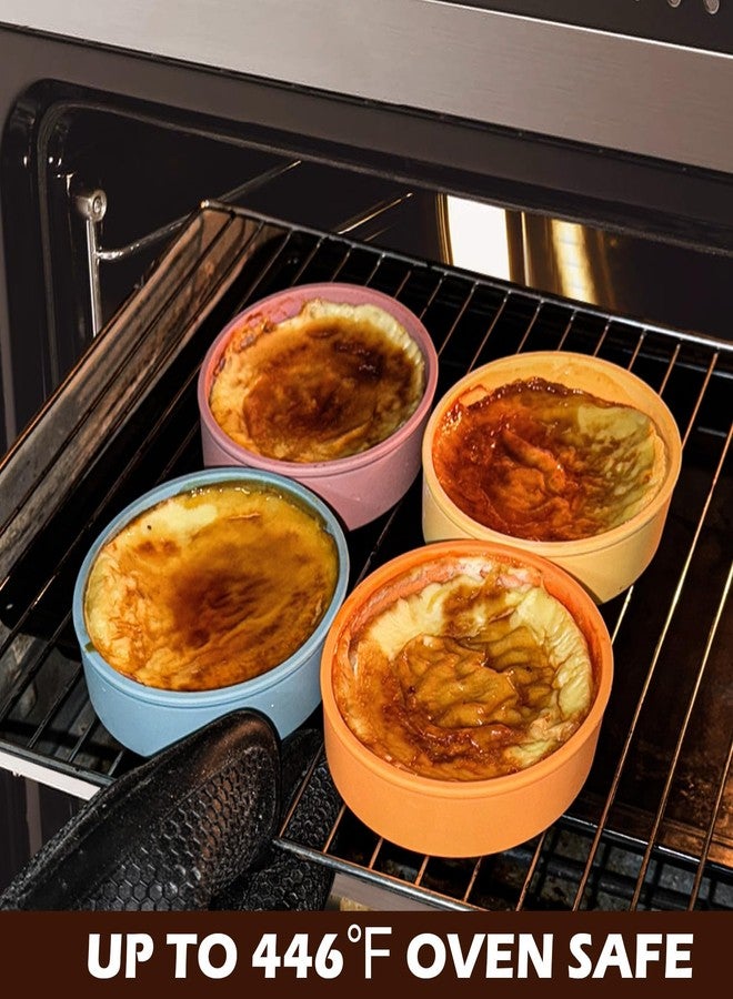 Koluti Silicone Ramekins set of 6, 4oz Shallow Creme Brulee Bowl with Lid, Oven Safe Souffle Baking Mini Dish, Pudding Dessert Dipping Sauce Cups, BPA Free, Microwave & Freezer & Dishwasher Safe - Image 4