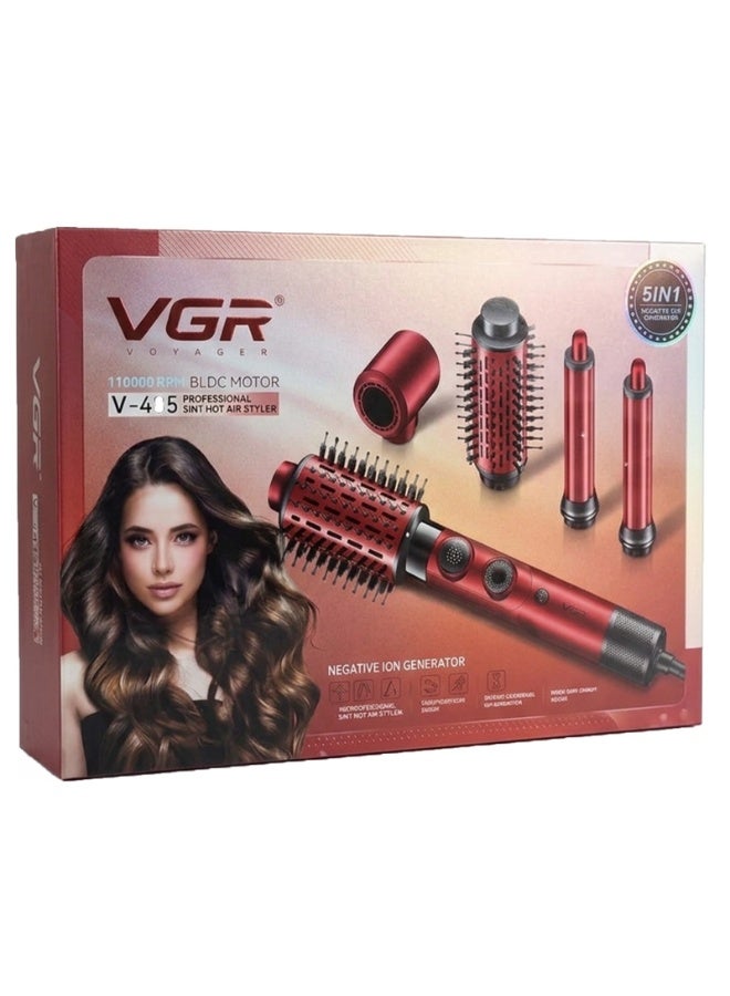 VGR 5-in-1 Professional Hot Air Brush V-485 1400W – High-Speed BLDC Hair Styler for Drying, Curling & Volumizing All-in-One Ionic Hair Styling Tool with Interchangeable Attachments, Adjustable Settings & Salon Results at Home RED red - Image 3