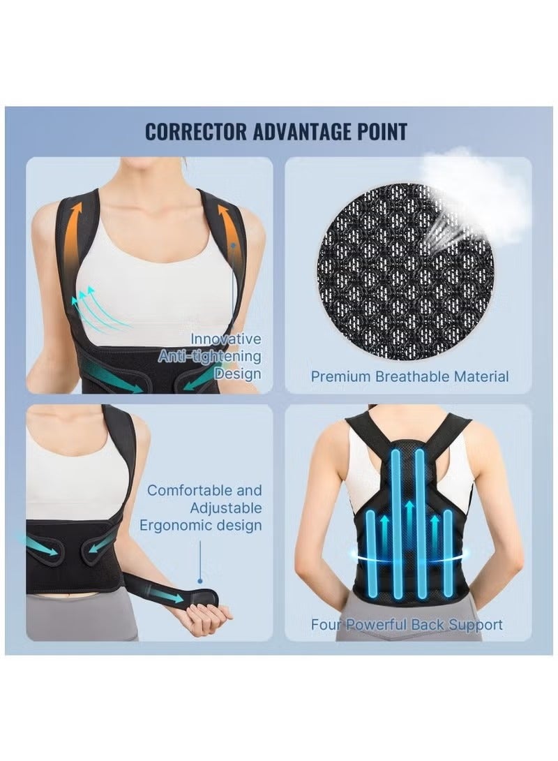 Lumbar Back Brace and Posture Corrector for Unisex Straightener Scoliosis and Hunchback Correction Band Relieve Pain Spine Trainer Vestand Belt Support Adjustable and Lightweight  for Women and Men Size L (Black) - Image 5