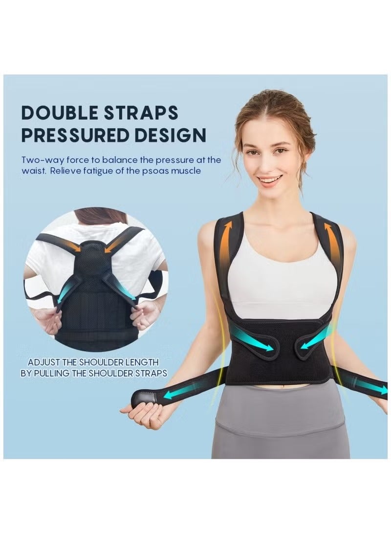 Lumbar Back Brace and Posture Corrector for Unisex Straightener Scoliosis and Hunchback Correction Band Relieve Pain Spine Trainer Vestand Belt Support Adjustable and Lightweight  for Women and Men Size L (Black) - Image 3