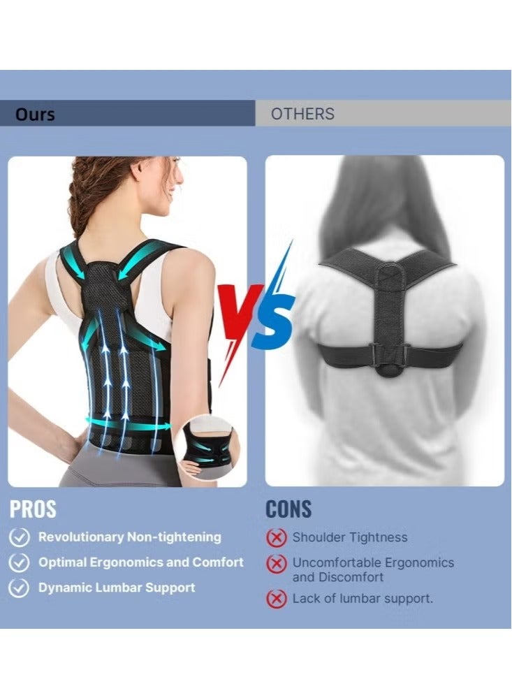 Lumbar Back Brace and Posture Corrector for Unisex Straightener Scoliosis and Hunchback Correction Band Relieve Pain Spine Trainer Vestand Belt Support Adjustable and Lightweight  for Women and Men Size L (Black) - Image 4