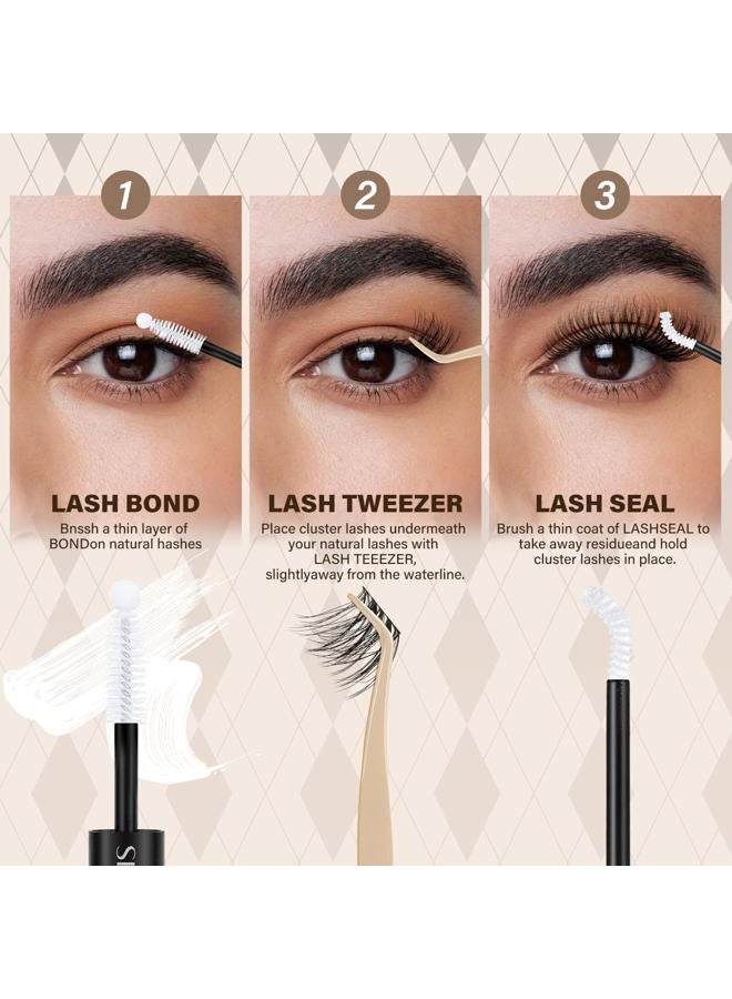 JMS&JMS Lash Clusters Kit Lash Extension Kit with Lash Bond and Seal Eyelash Applictor Lash Remover Eyelash Brush Lash Extension Kit for Beginner (3D BABY SOFIA-8-18mix) - Image 5