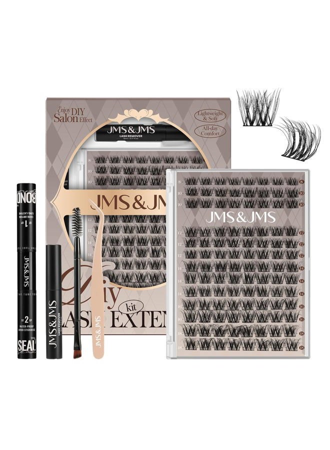 JMS&JMS Lash Clusters Kit Lash Extension Kit with Lash Bond and Seal Eyelash Applictor Lash Remover Eyelash Brush Lash Extension Kit for Beginner (3D BABY SOFIA-8-18mix) - Image 1