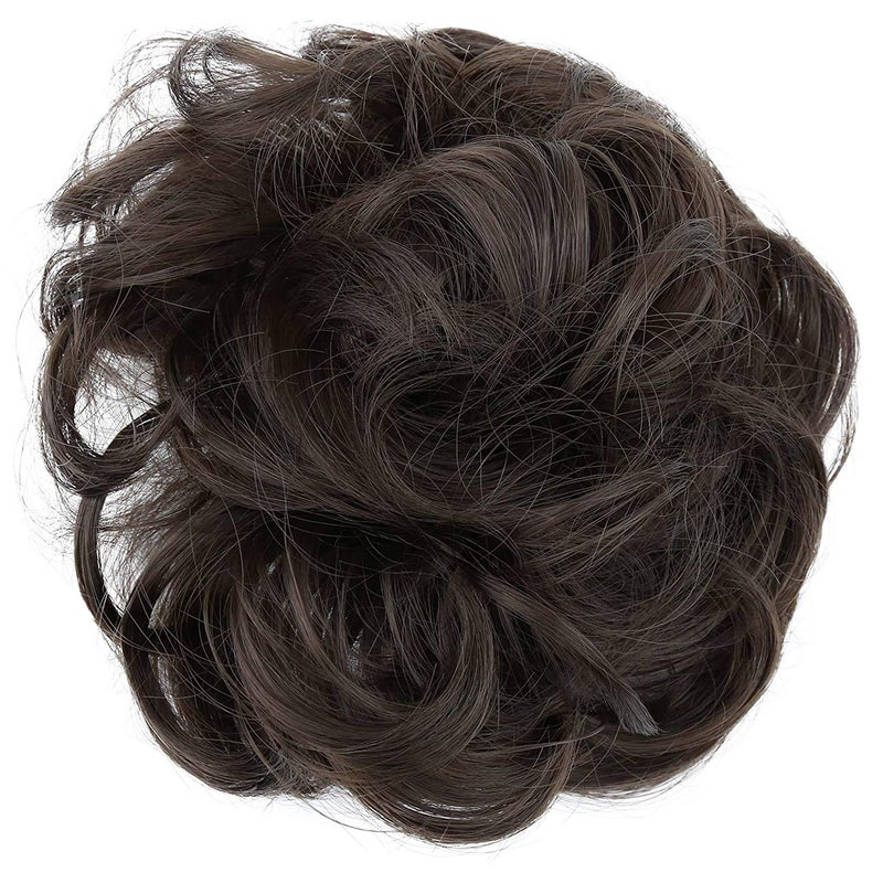 CAISHA Messy Scrunchie Bun Voluminous Wavy Hairpiece Heatresistant Synthetic Fibres Brown G6A