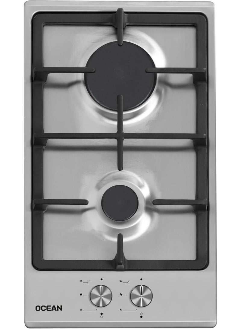أوشن مسطح غاز -30 سم- 2 شعلة- ستانلس ستيل- OGHF32IPROSV - Image 1