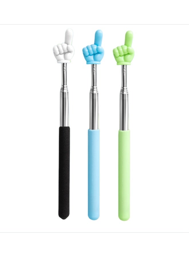 3PCS Retractable Teacher Pointer,Single Finger Reading Stick,Classroom Pointing Stick for Kids Reading(Black,Blue,Green) - Image 1