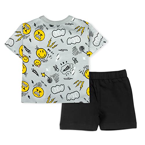 ARIEL Baby Boys & Baby Girls Cotton Printed Round Neck Half Sleeve T-Shirt & Short Trendy Summer Clothing Sets(AR-BHALFSS-912-Black-smileaop_Multicolor_9 Months - 12 Months) - Image 2
