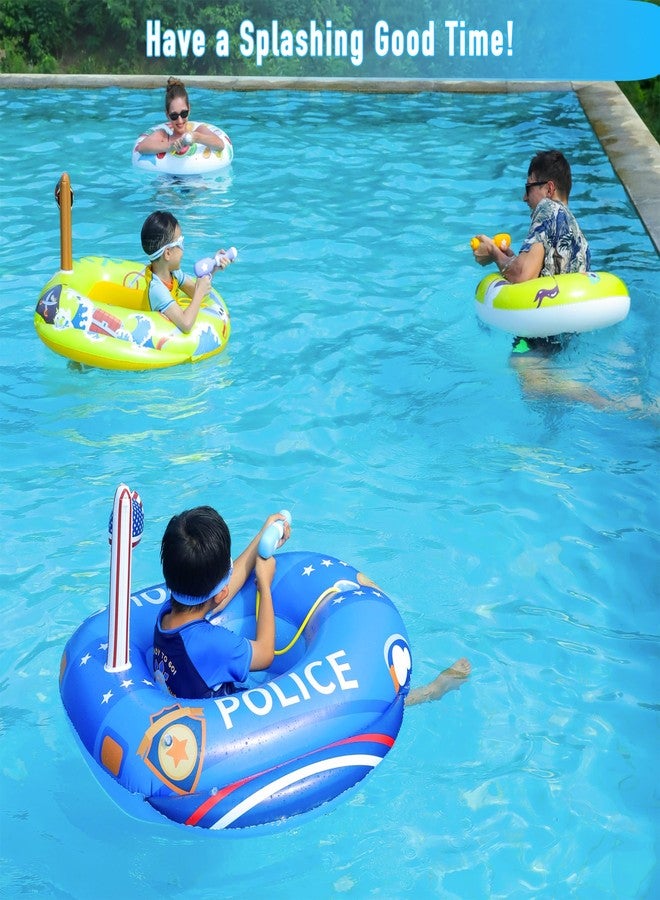 FindUWill Pool Floats with Water Guns, 2 Pcs Inflatable Pool Floats Kids with 2 Water Squirt Guns, Toddler Ages 3-8 Floaties Toys for Swimming Pool Party (Pirate & Police) - Image 3