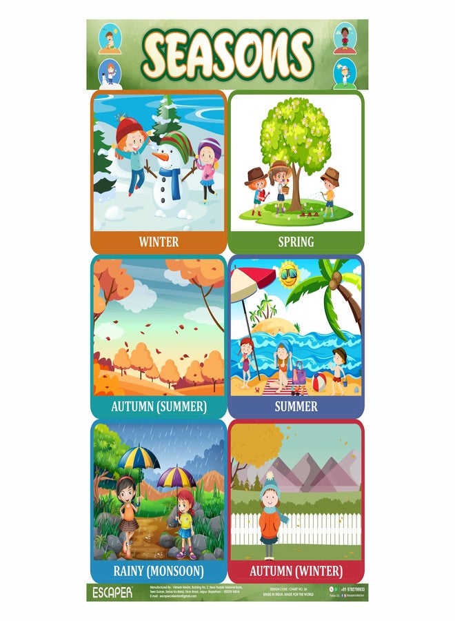 ESCAPER Seasons Charts for Kids Learning (11.5 x 17.5 inches), All Seasons Chart, Kids Study Material, Educational Charts for Kids, Kids Learning Books, Kids Books - Image 1