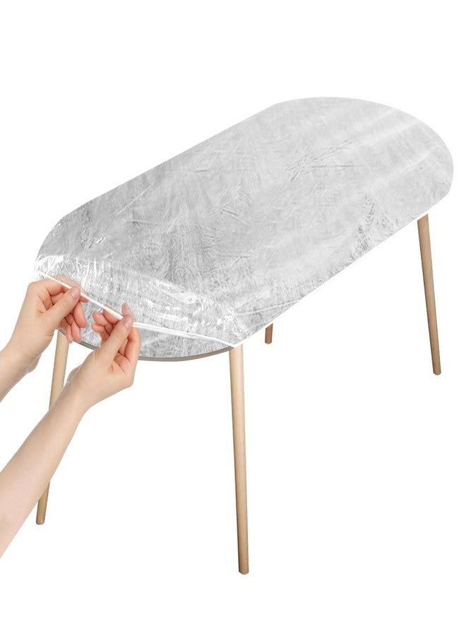 Klmnop Clear Oval Vinyl Fitted Tablecloth, Waterproof Oilcloth Elastic Edge Design Table Cover Tablecloth Protector for Table(Fit for 48"×66") - Image 1