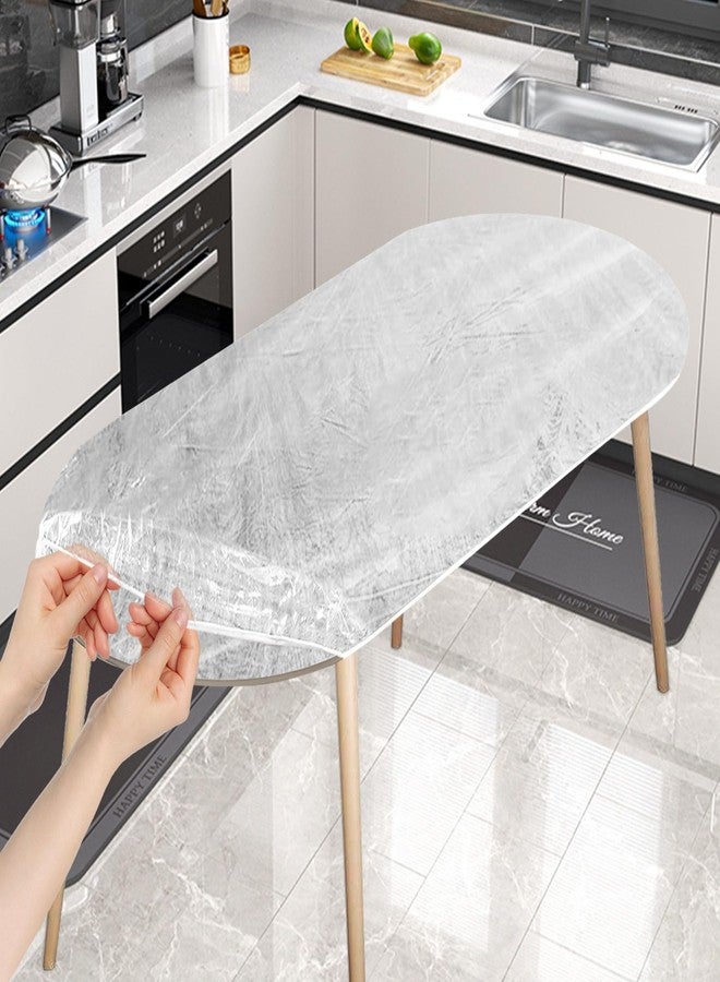 Klmnop Clear Oval Vinyl Fitted Tablecloth, Waterproof Oilcloth Elastic Edge Design Table Cover Tablecloth Protector for Table(Fit for 48"×66") - Image 5