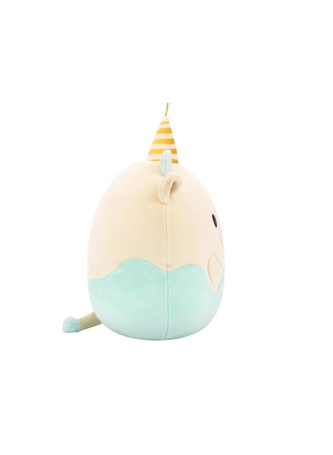 Squishmallows SQCR - Little Plush (7.5 Inch Squishmallows) (Belana - Aqua Spotted Cow With Gold Birthday Hat and Party Horn) - Image 2