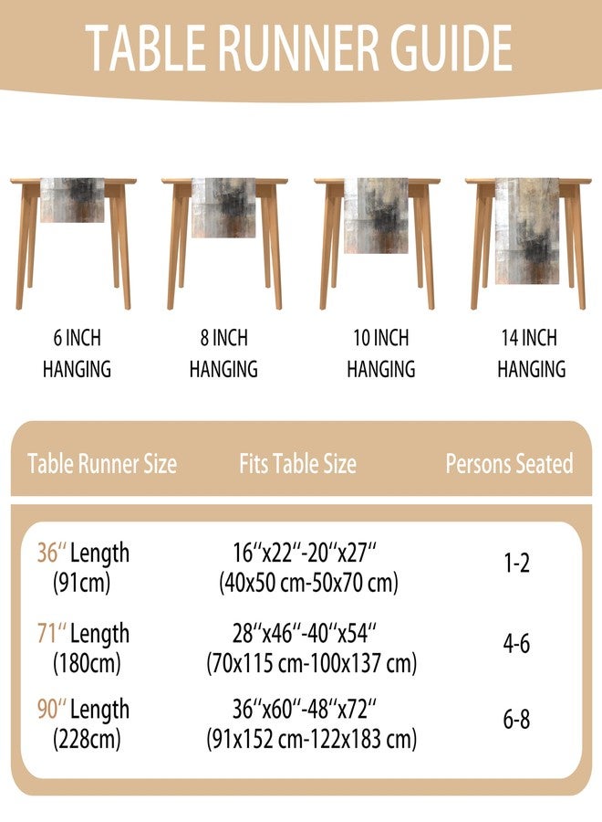 AILUER Brown Grey Table Runners Modern Art Farmhouse Linen Table Runners Dresser Scarves Retro Rustic Style for Party Kitchen Dining Table Coffee Holiday Party Decor (13"x 36") - Image 5