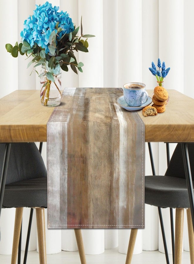 AILUER Brown Grey Table Runners Modern Art Farmhouse Linen Table Runners Dresser Scarves Retro Rustic Style for Party Kitchen Dining Table Coffee Holiday Party Decor (13"x 36") - Image 2