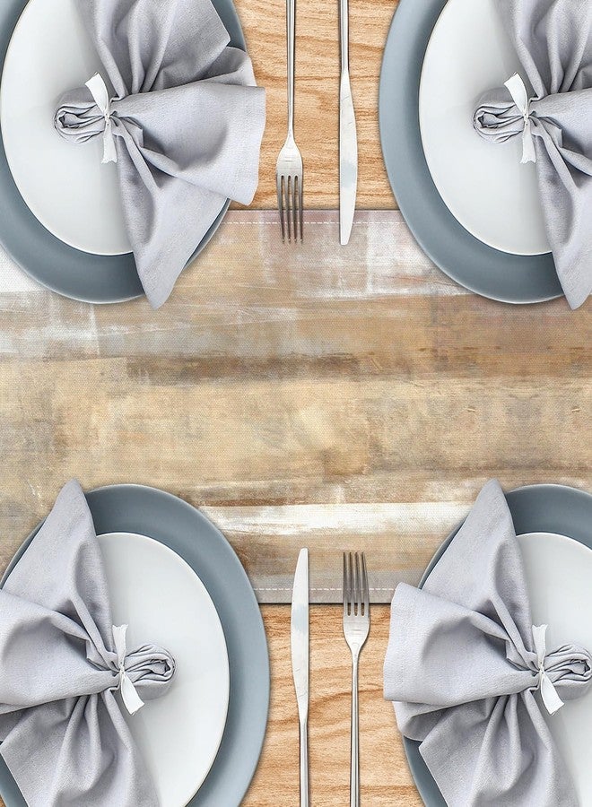 AILUER Brown Grey Table Runners Modern Art Farmhouse Linen Table Runners Dresser Scarves Retro Rustic Style for Party Kitchen Dining Table Coffee Holiday Party Decor (13"x 36") - Image 3