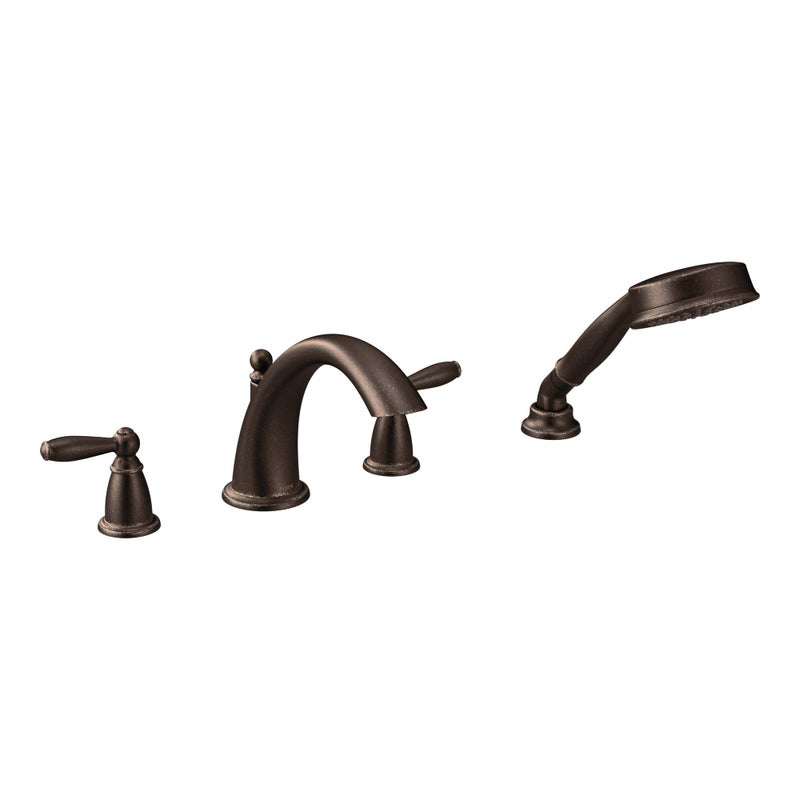 Moen Brantford Oil Rubbed Bronze TwoHandle Deck Mount Roman Tub Faucet Trim Kit with Single Function Handshower Valve Required T924ORB