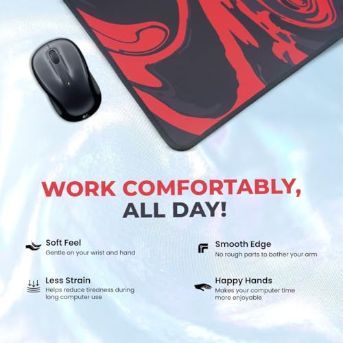 SPIN CART Large Gaming Mouse pad, Long XXL Extended Desk Table Mat Mousepad for Laptop PC Computer (Abstract Red) - Image 3