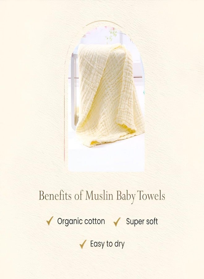 ZAPLES Organic 100% Muslin Cotton Baby Bath Towel Super Absorbent Extra Soft Muslin Bath Towel for Infants, New Born Babies and Toddlers Boys and Girls - 105x105 cm (Yellow) - Image 3