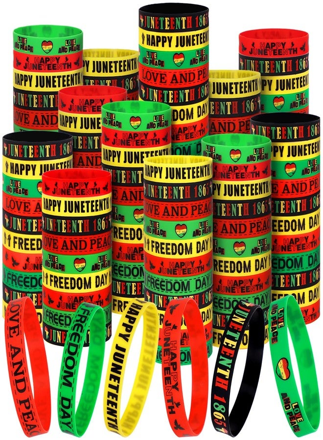 Moon Boat 144PCS Juneteenth Decorations Bracelets Silicone Wristbands: Party Favors Bulk Happy Black Freedom Independence Day Gifts Supplies - Image 1