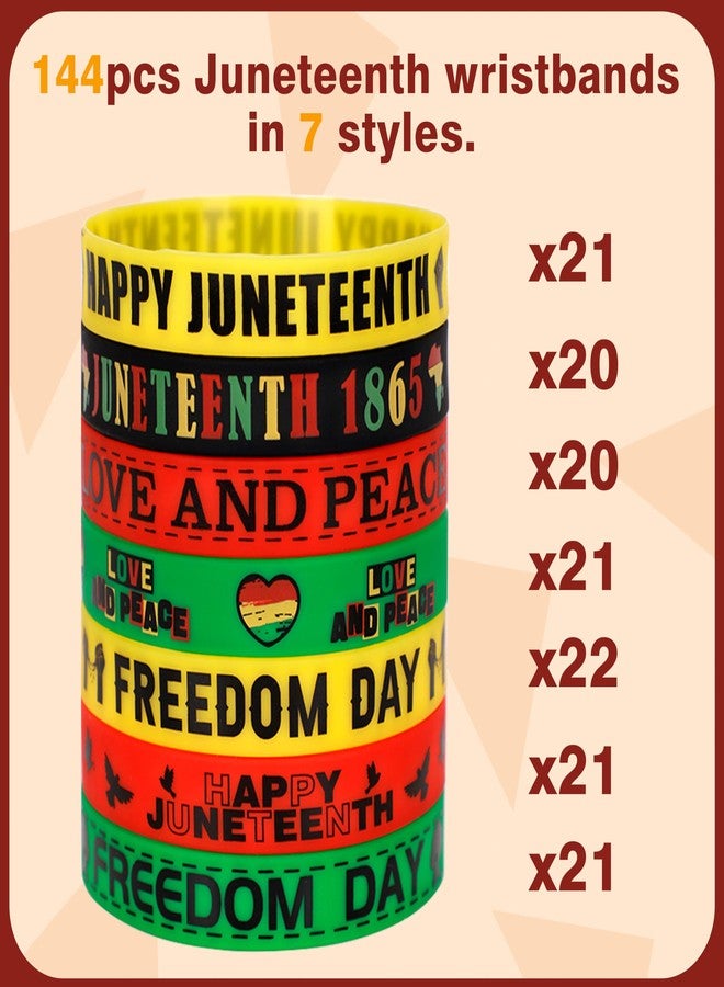 Moon Boat 144PCS Juneteenth Decorations Bracelets Silicone Wristbands: Party Favors Bulk Happy Black Freedom Independence Day Gifts Supplies - Image 4