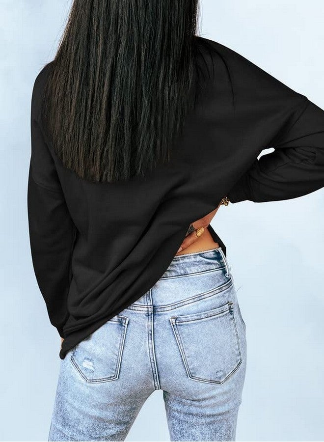 Dokotoo Dokotoo Women's Long Sleeve Crewneck Side Split Pullover Sweatshirt - Black, Large  - Image 3