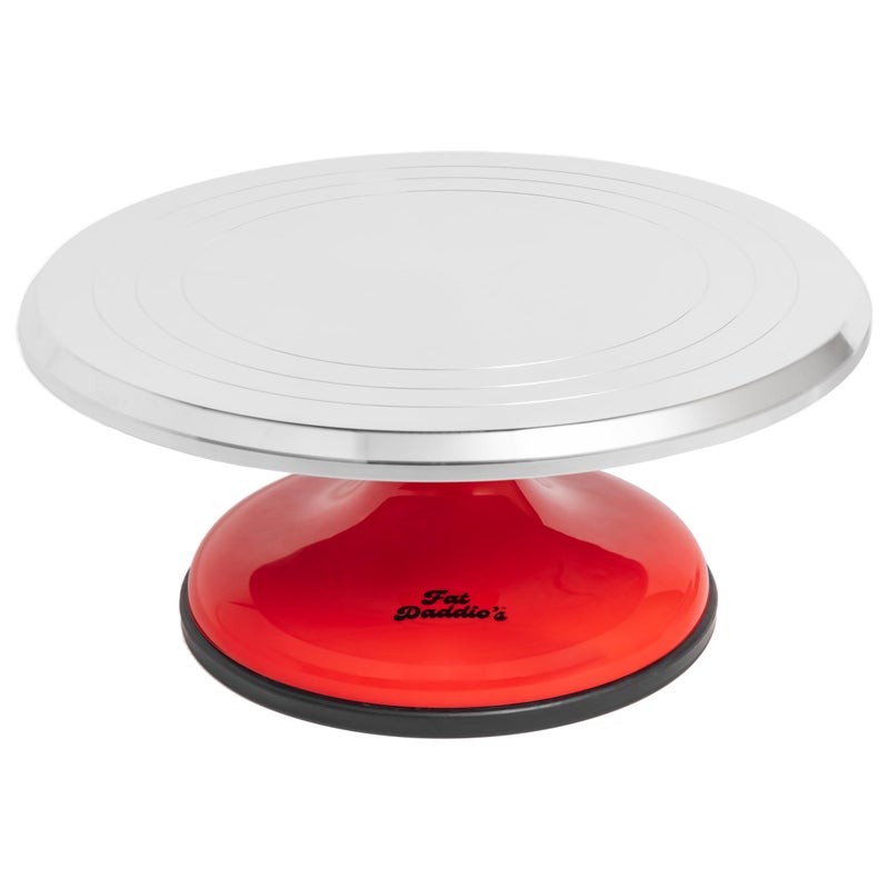 Fat Daddio's TT-1255 Revolving Cake Stand, Red and Silver - Image 3