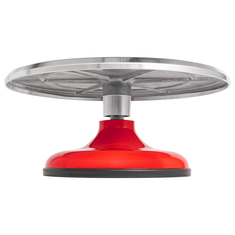 Fat Daddio's TT-1255 Revolving Cake Stand, Red and Silver - Image 4
