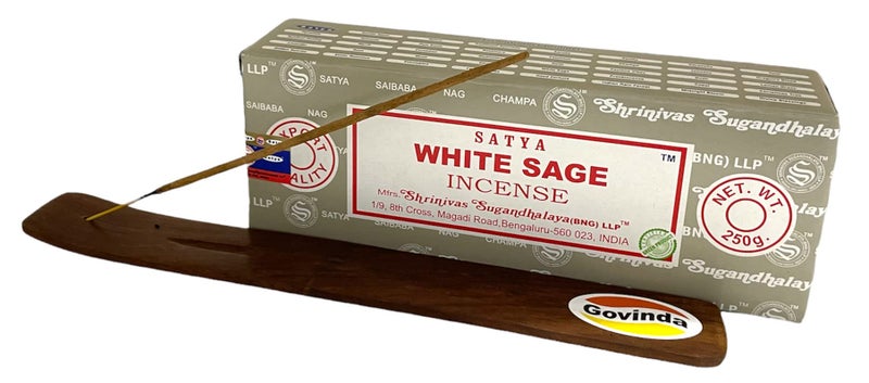 جوفيندا Govinda - Bangalore (BNG) White Sage Argarbatti 250 Grams مع حامل البخور - Image 1